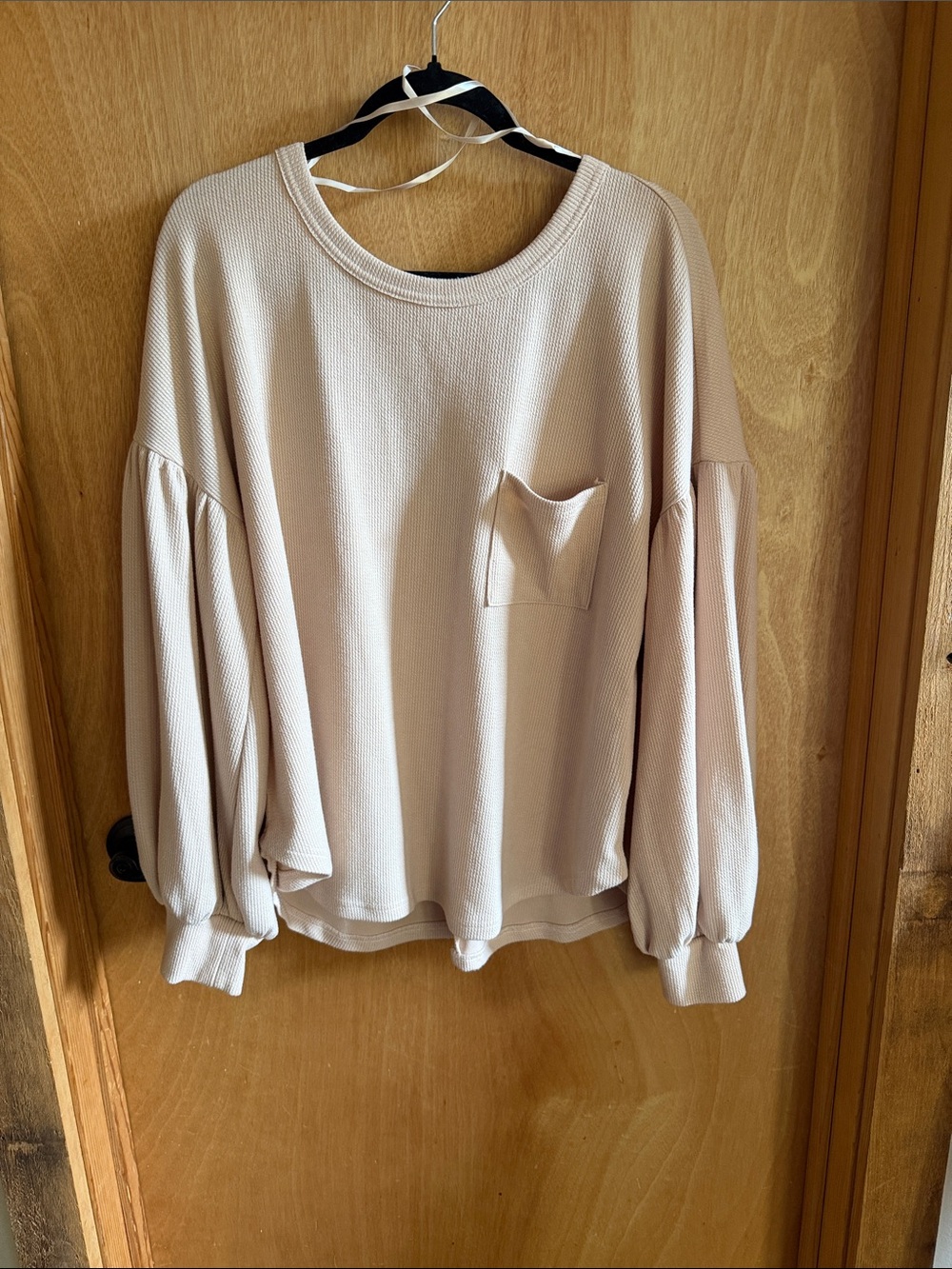 Lovers + Friends Light Beige Waffle Knit Top
